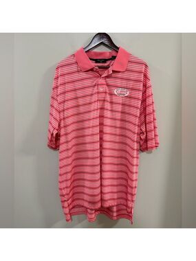 Byron Nelson Men's Golf Polo Shirt Pink Striped Lucayan County Club Bahamas
